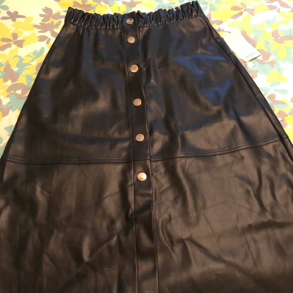 Faux leather A-line skirt